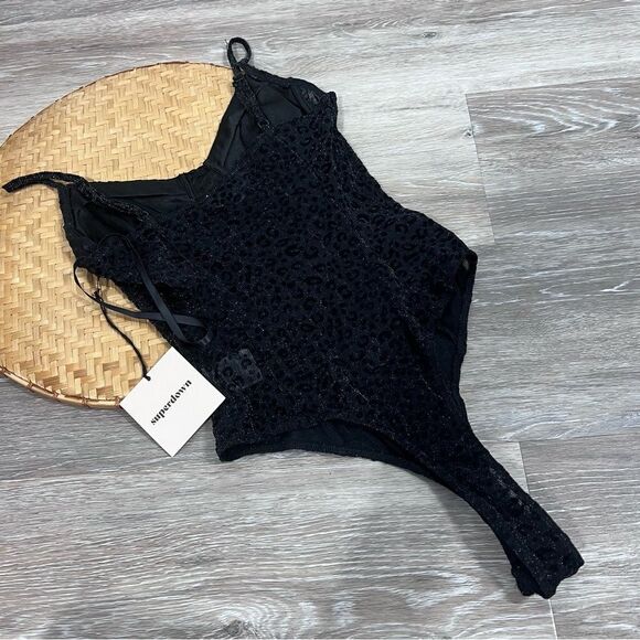 Nwt superdown black leopard bustier bodysuit Women’s Size XS - Picture 5 of 7
